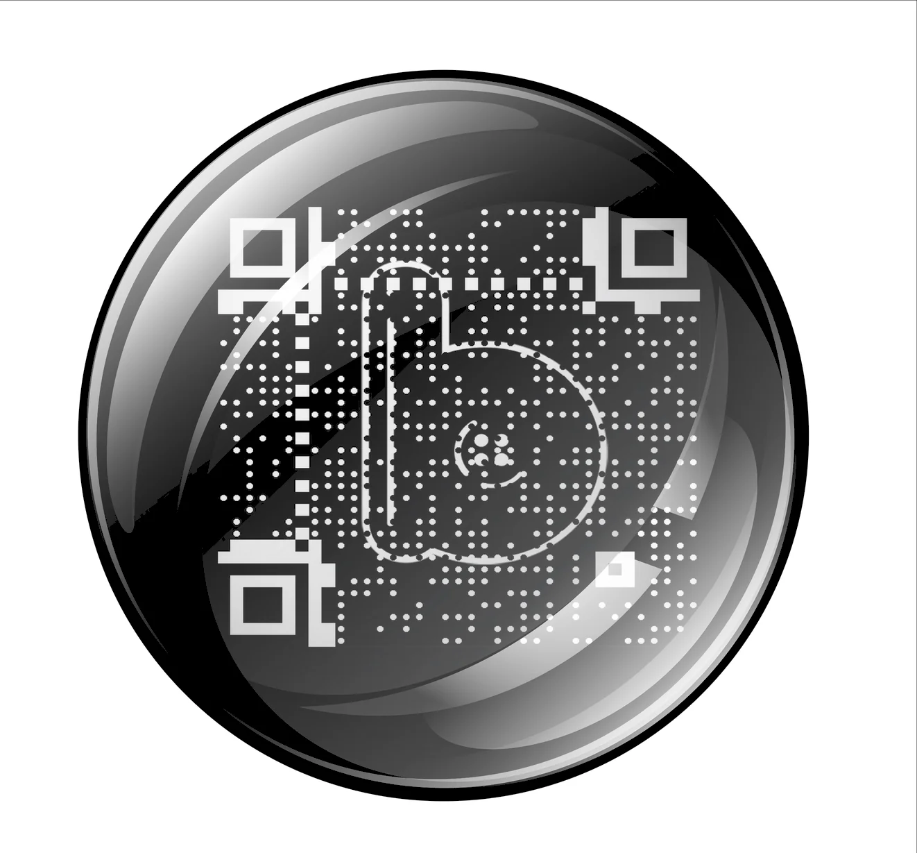 Glossy black BUTTN Dome with an integrated QR code