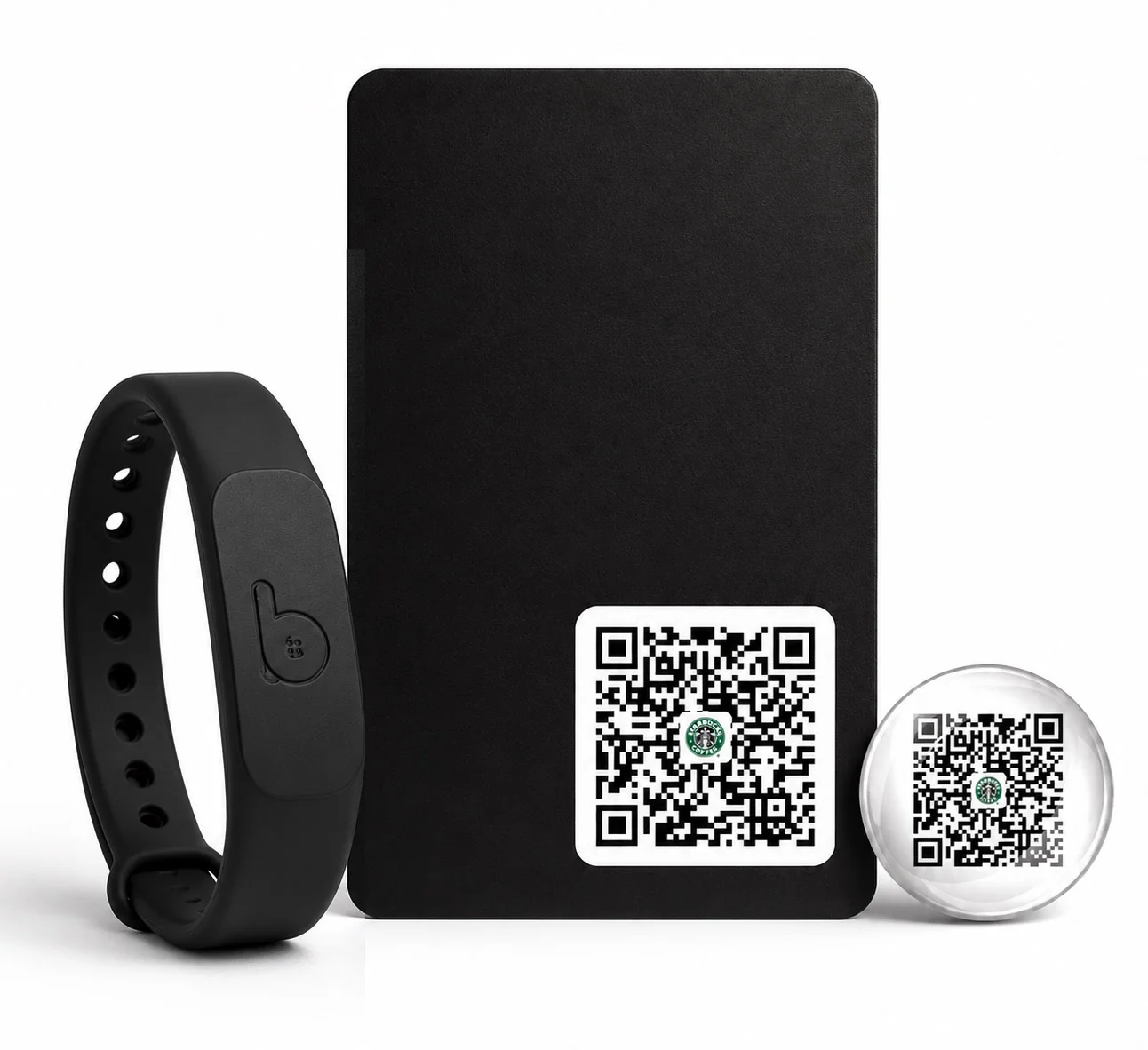 Classic BUTTN QR card with a mobile profile and wristband